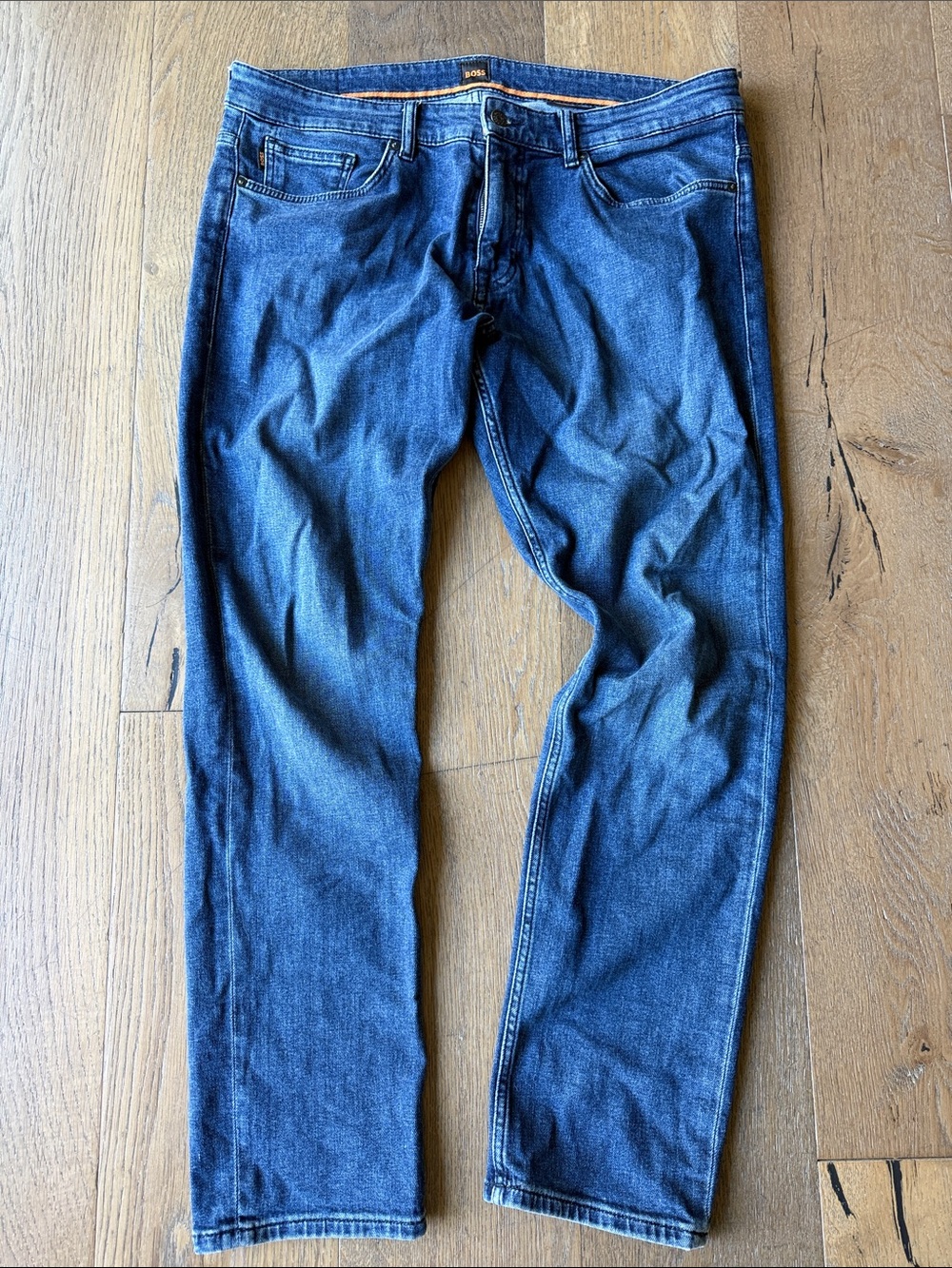 Boss Men's Dark Blue Slim Straight Jeans